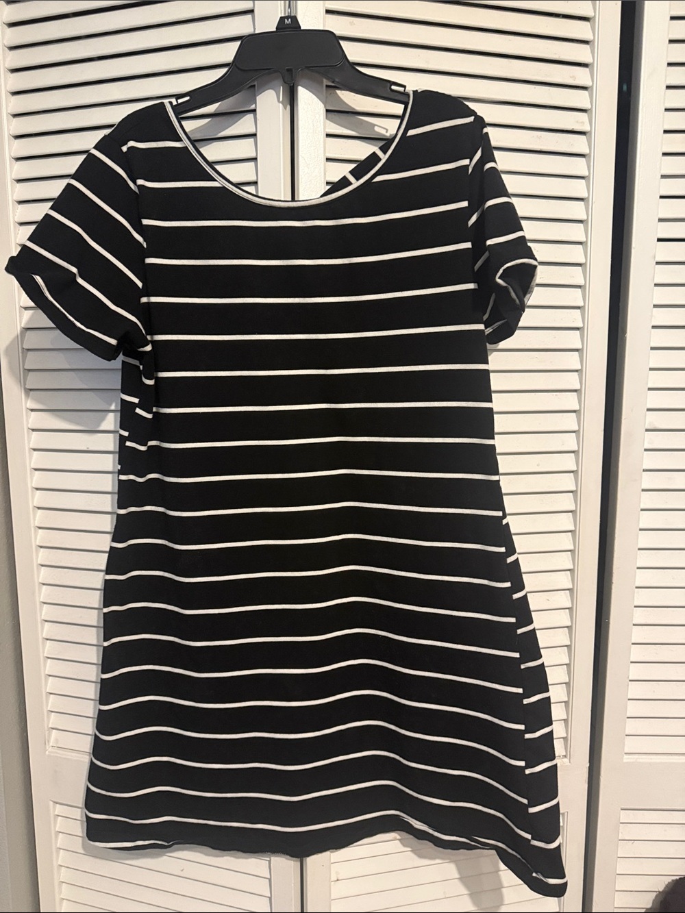 Black & White Striped Scoop Neck Women’s Top